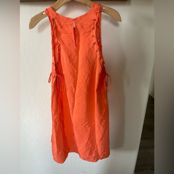 Amanda Uprichard| Neon Coral Silk Dress with Cute Sleeve Details, Size Medium••• - Picture 3 of 13